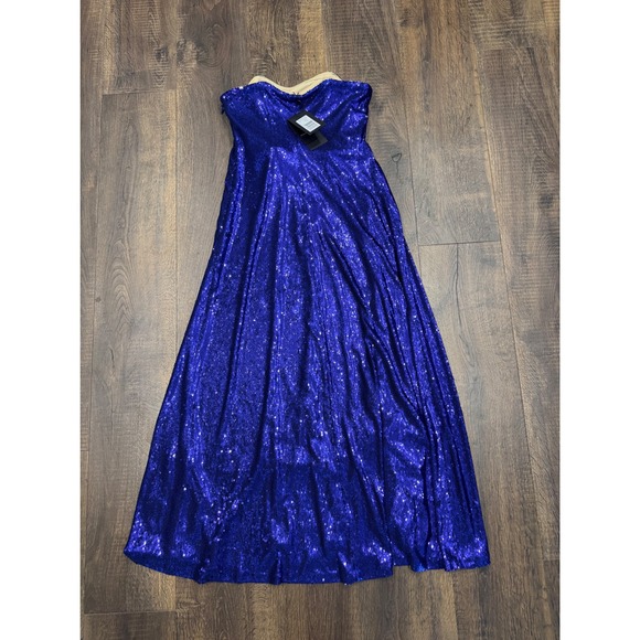 Halston Talia Sequin Gown Strapless Formal Maxi Dress‎ Prom Dress Size 8 - Picture 5 of 6